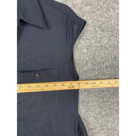 Zara Linen Navy Blue Sleeveless Button-down Maxi Shirt Dress Size XS - Picture 6 of 15